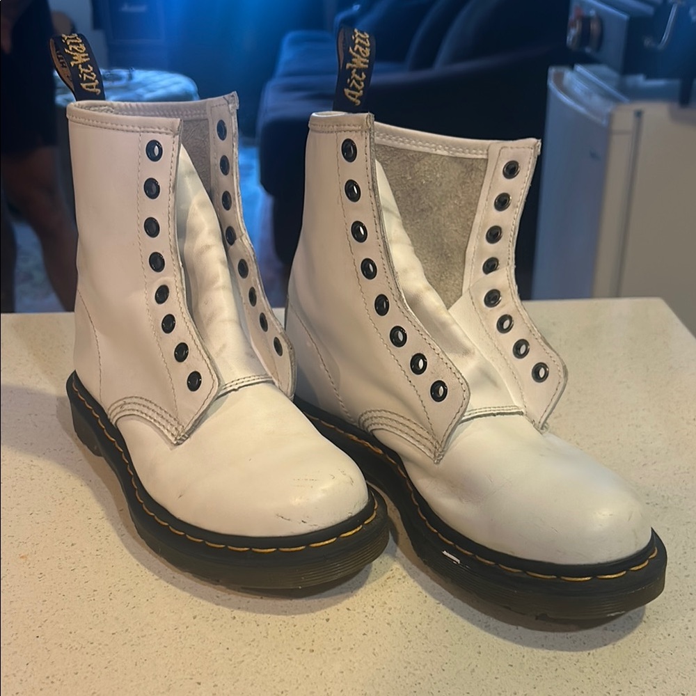 Dr. Martens White Leather Boots